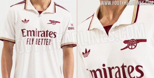 Hình ảnh gián điệp Jersey thứ ba của Arsenal về mùa mới: nền trắng với maroon và vàng